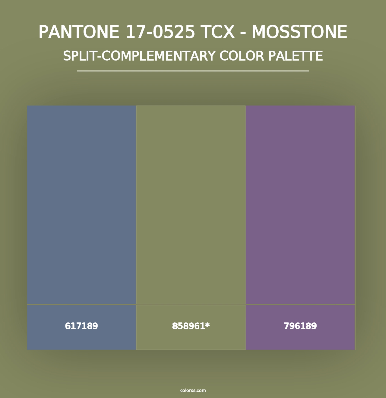 PANTONE 17-0525 TCX - Mosstone - Split-Complementary Color Palette