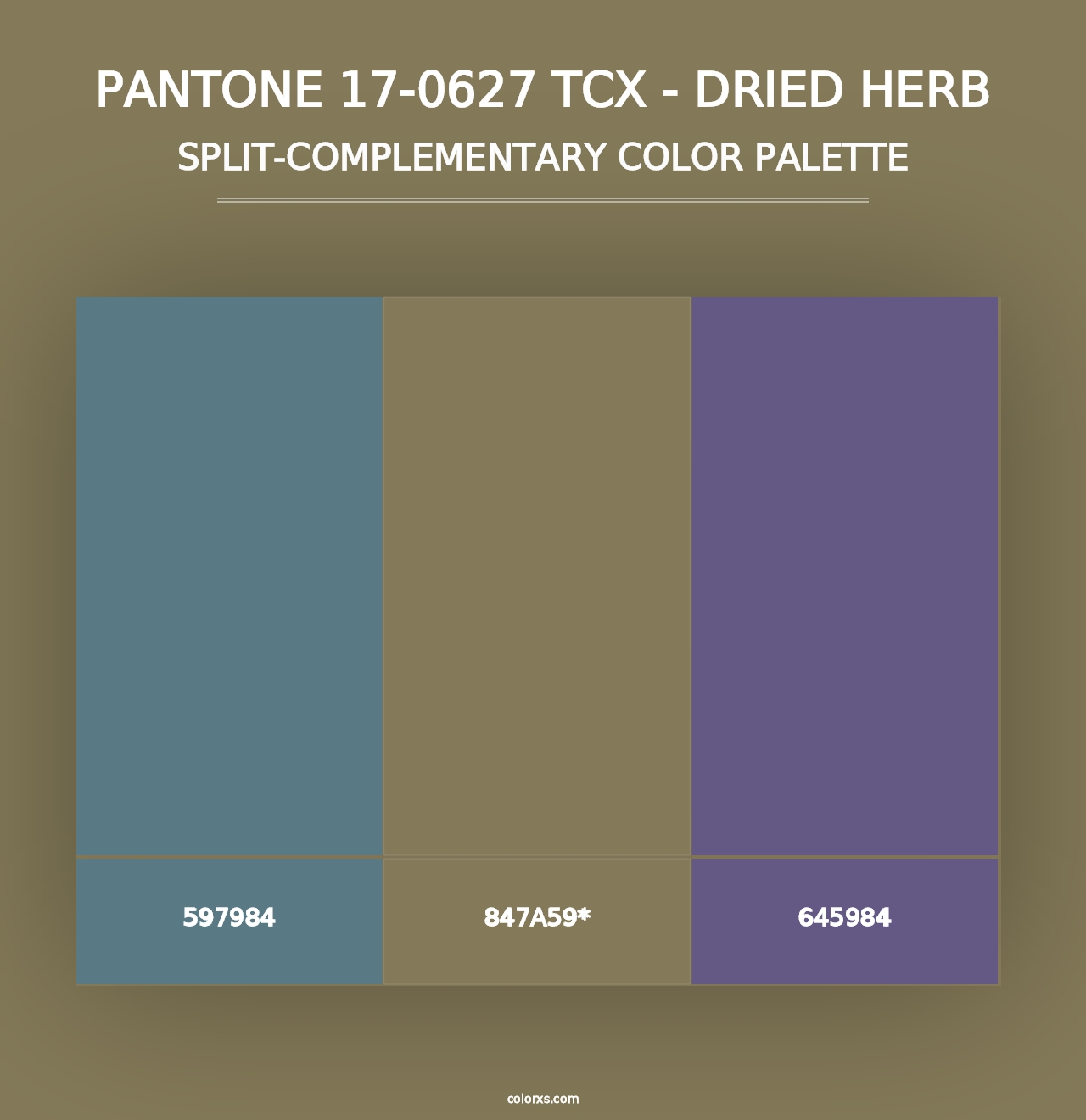 PANTONE 17-0627 TCX - Dried Herb - Split-Complementary Color Palette