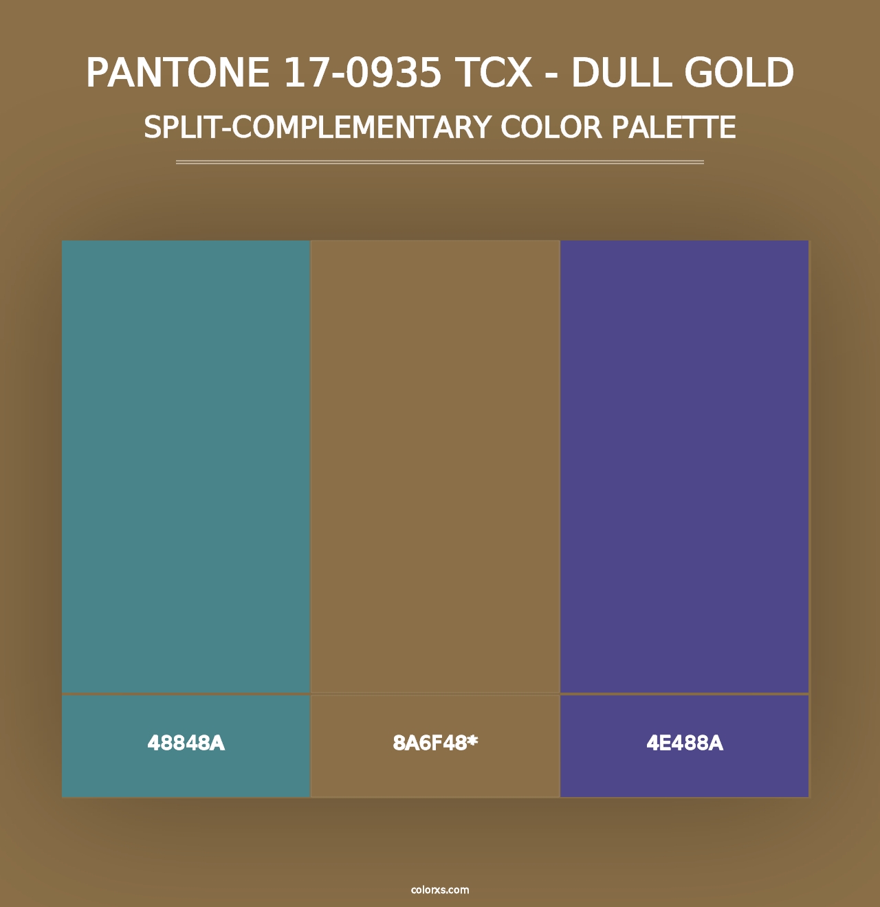 PANTONE 17-0935 TCX - Dull Gold - Split-Complementary Color Palette