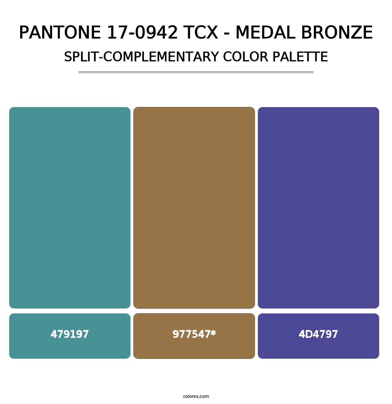 PANTONE 17-0942 TCX - Medal Bronze - Split-Complementary Color Palette