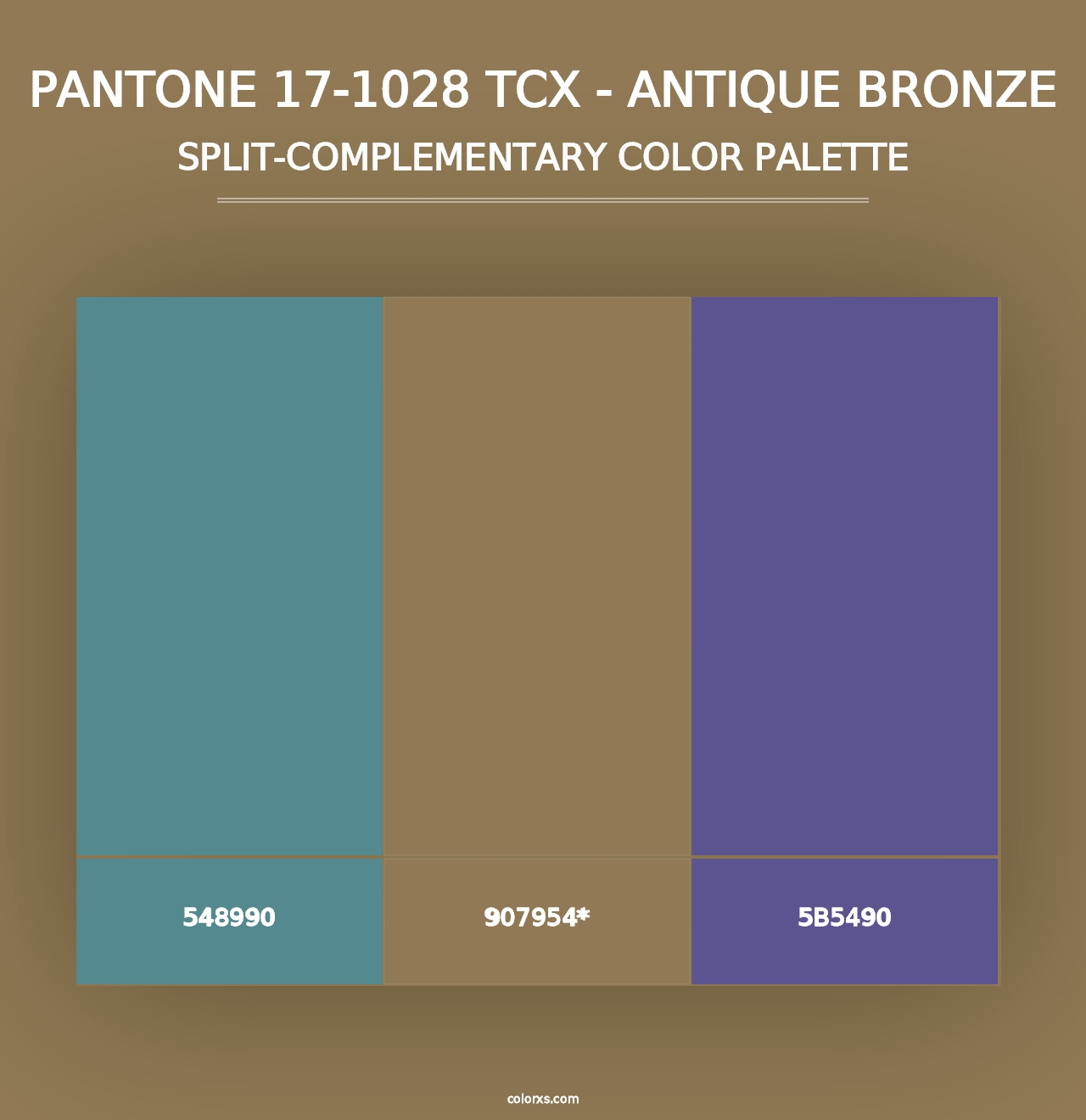 PANTONE 17-1028 TCX - Antique Bronze - Split-Complementary Color Palette