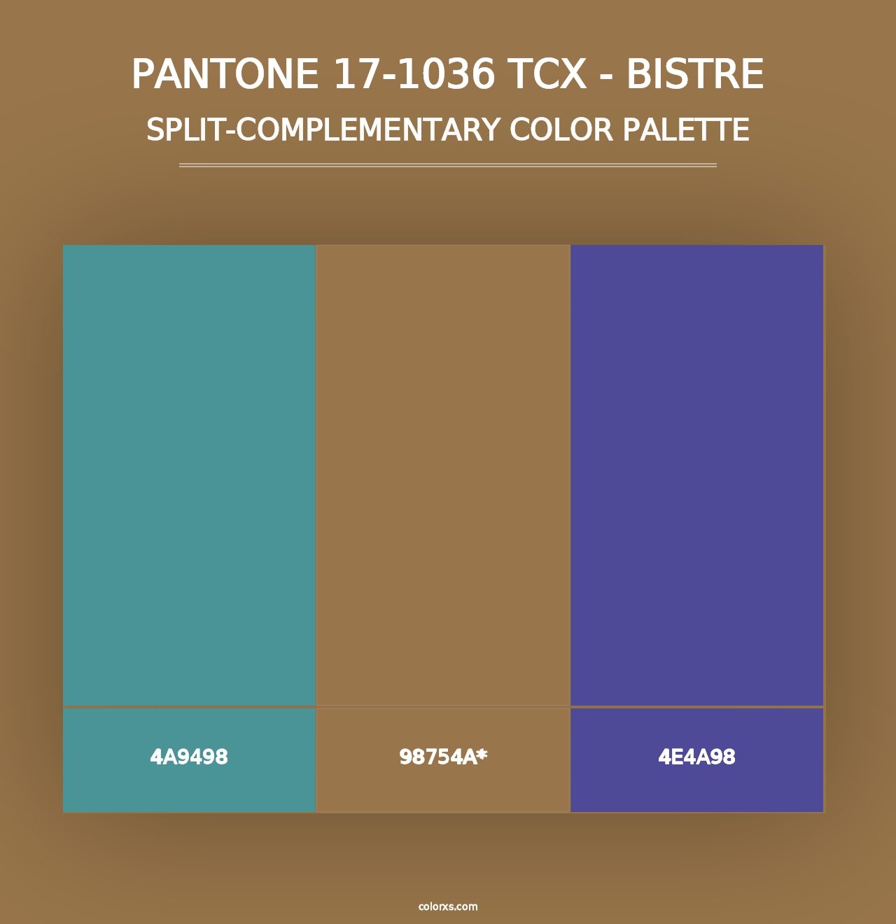 PANTONE 17-1036 TCX - Bistre - Split-Complementary Color Palette