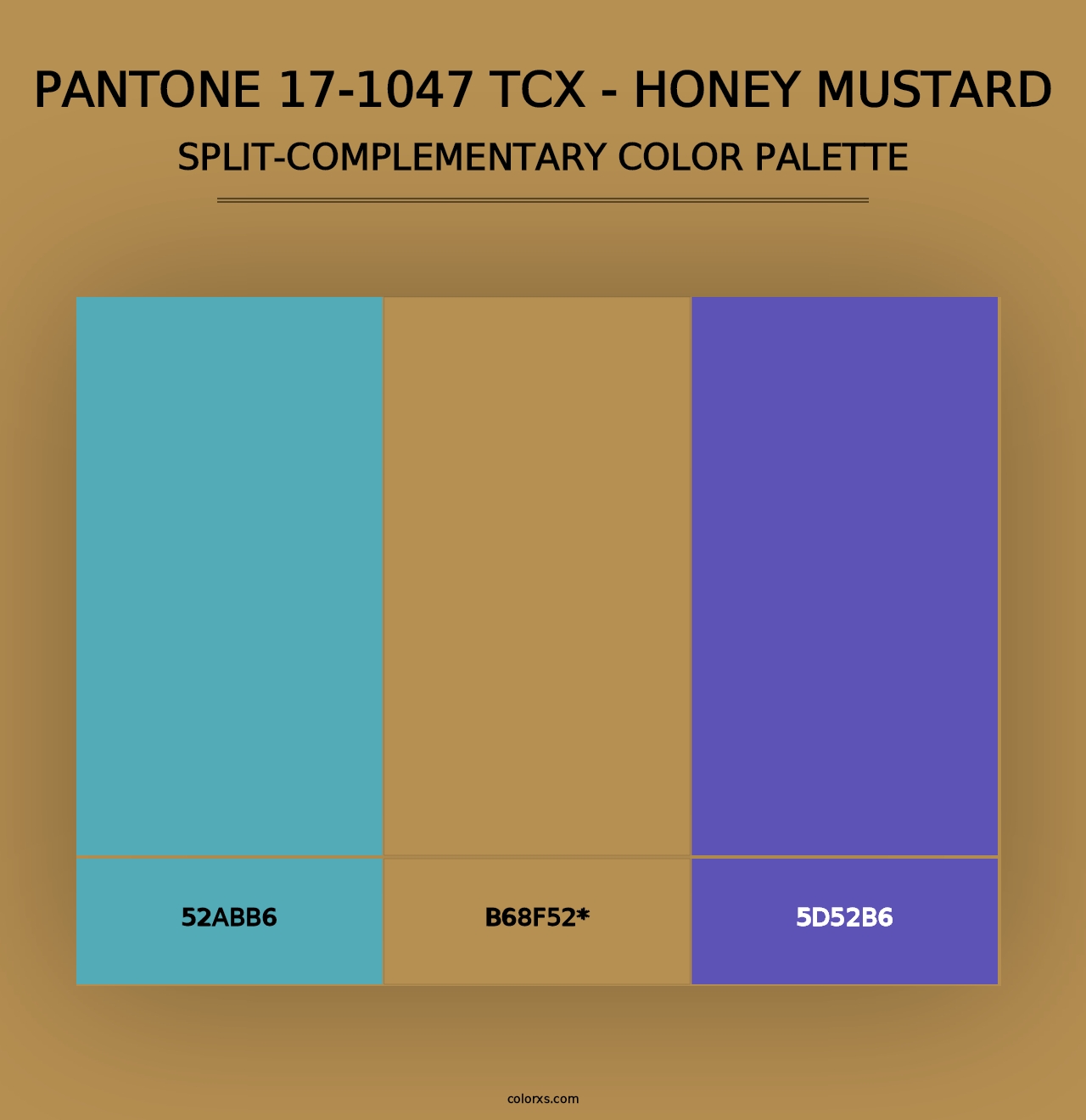 PANTONE 17-1047 TCX - Honey Mustard - Split-Complementary Color Palette