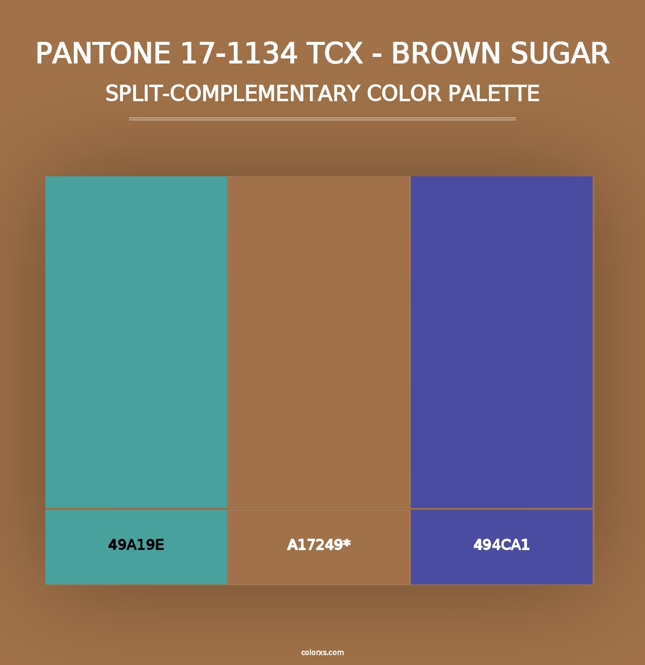 PANTONE 17-1134 TCX - Brown Sugar - Split-Complementary Color Palette