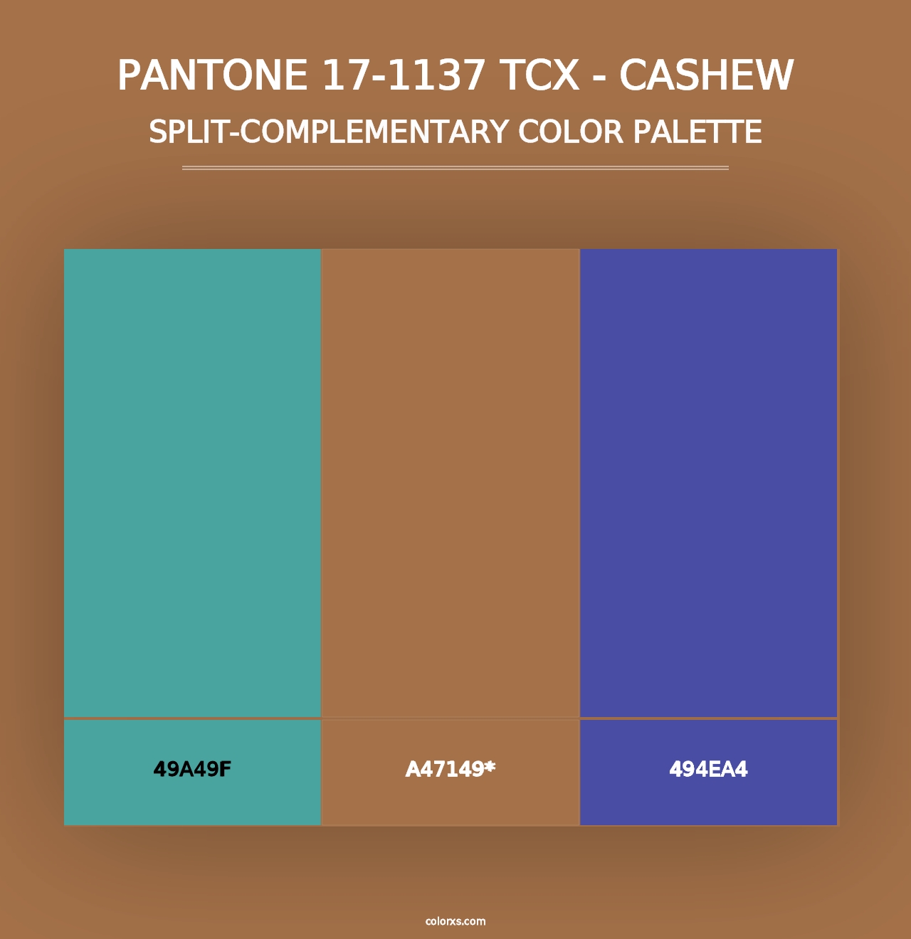 PANTONE 17-1137 TCX - Cashew - Split-Complementary Color Palette