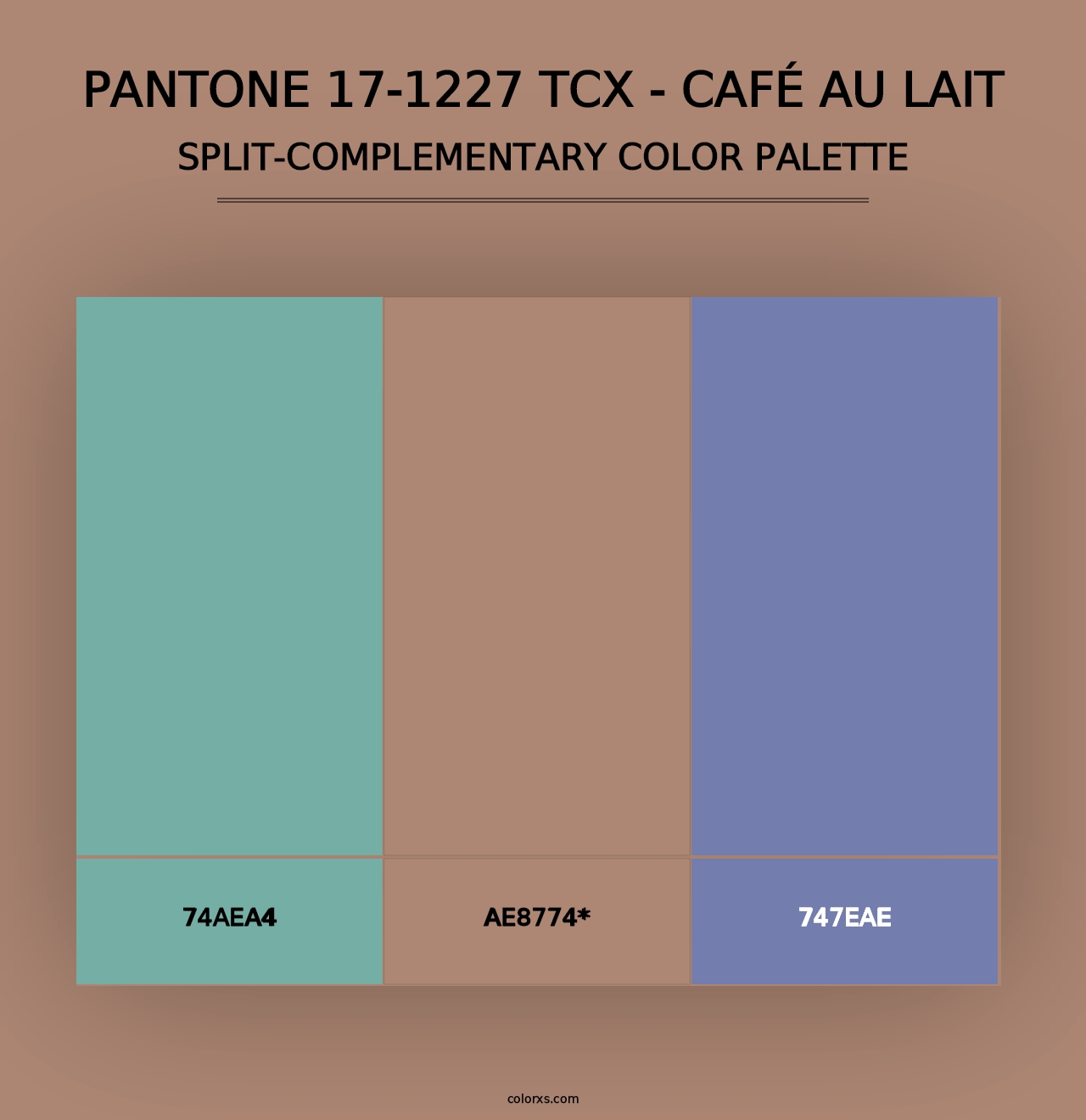 PANTONE 17-1227 TCX - Café au Lait - Split-Complementary Color Palette