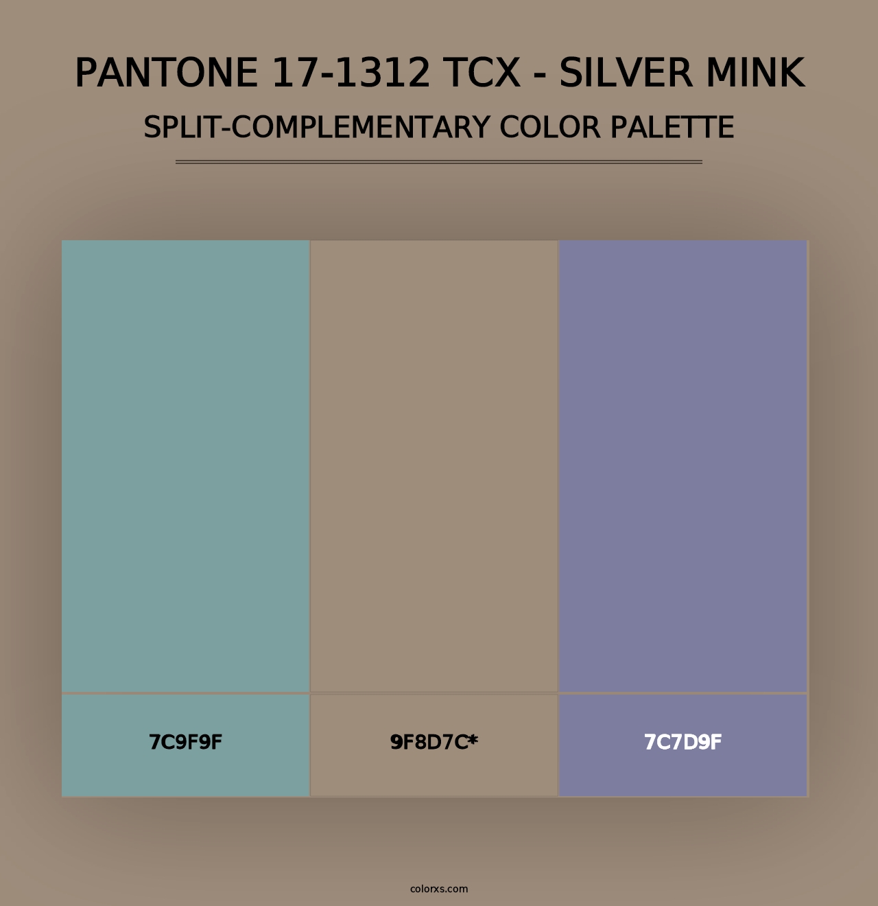 PANTONE 17-1312 TCX - Silver Mink - Split-Complementary Color Palette