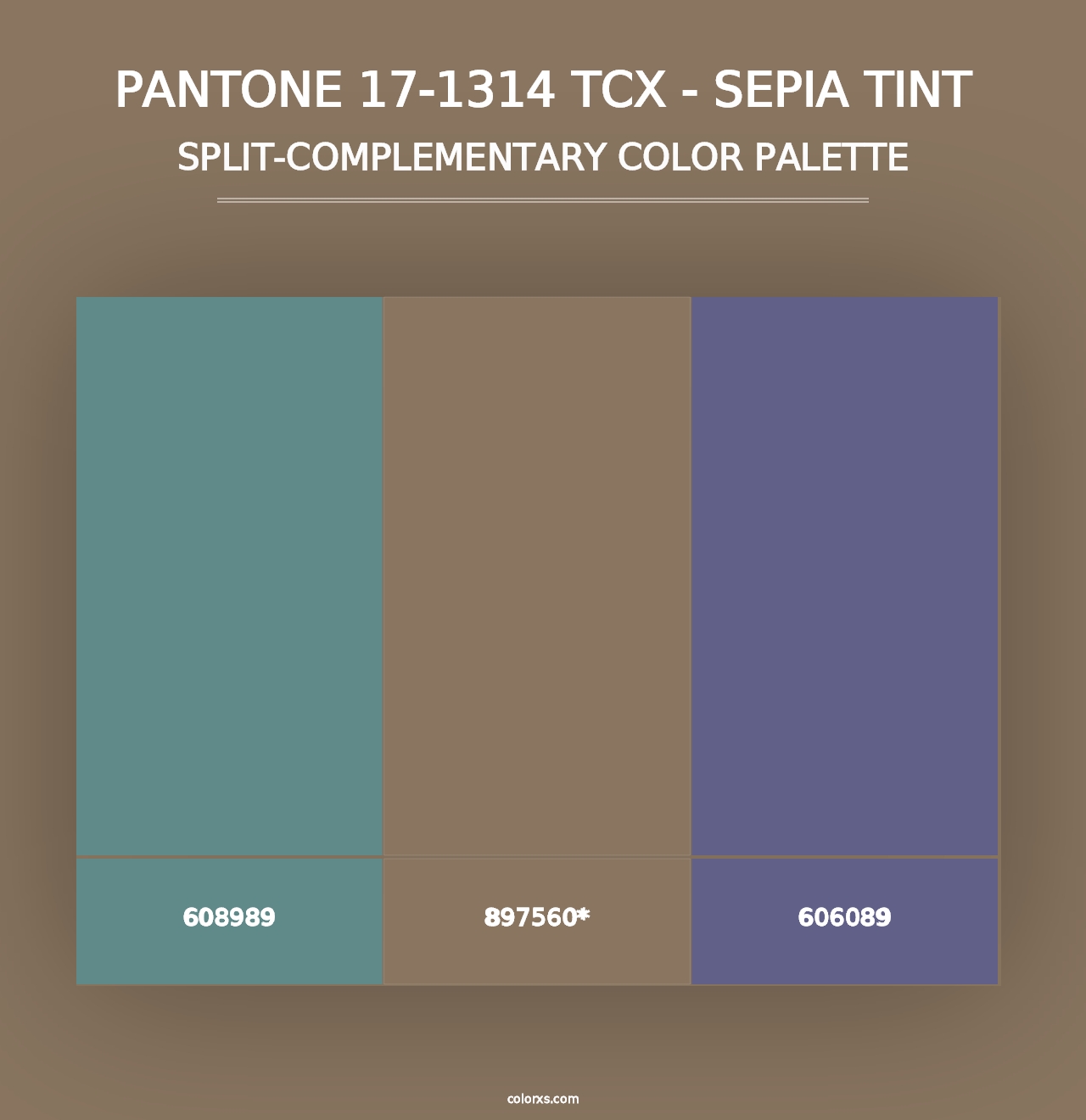 PANTONE 17-1314 TCX - Sepia Tint - Split-Complementary Color Palette