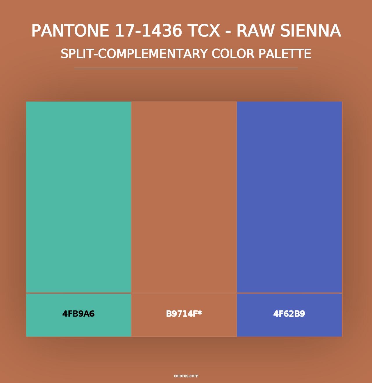 PANTONE 17-1436 TCX - Raw Sienna - Split-Complementary Color Palette