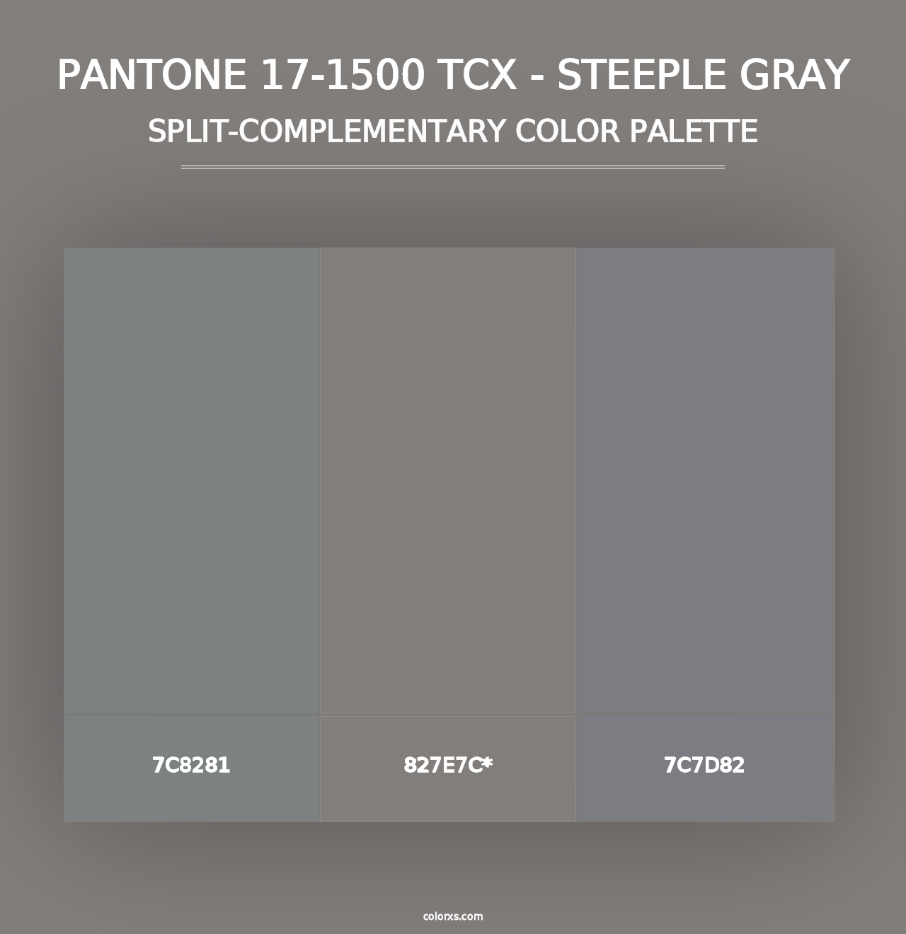 PANTONE 17-1500 TCX - Steeple Gray - Split-Complementary Color Palette