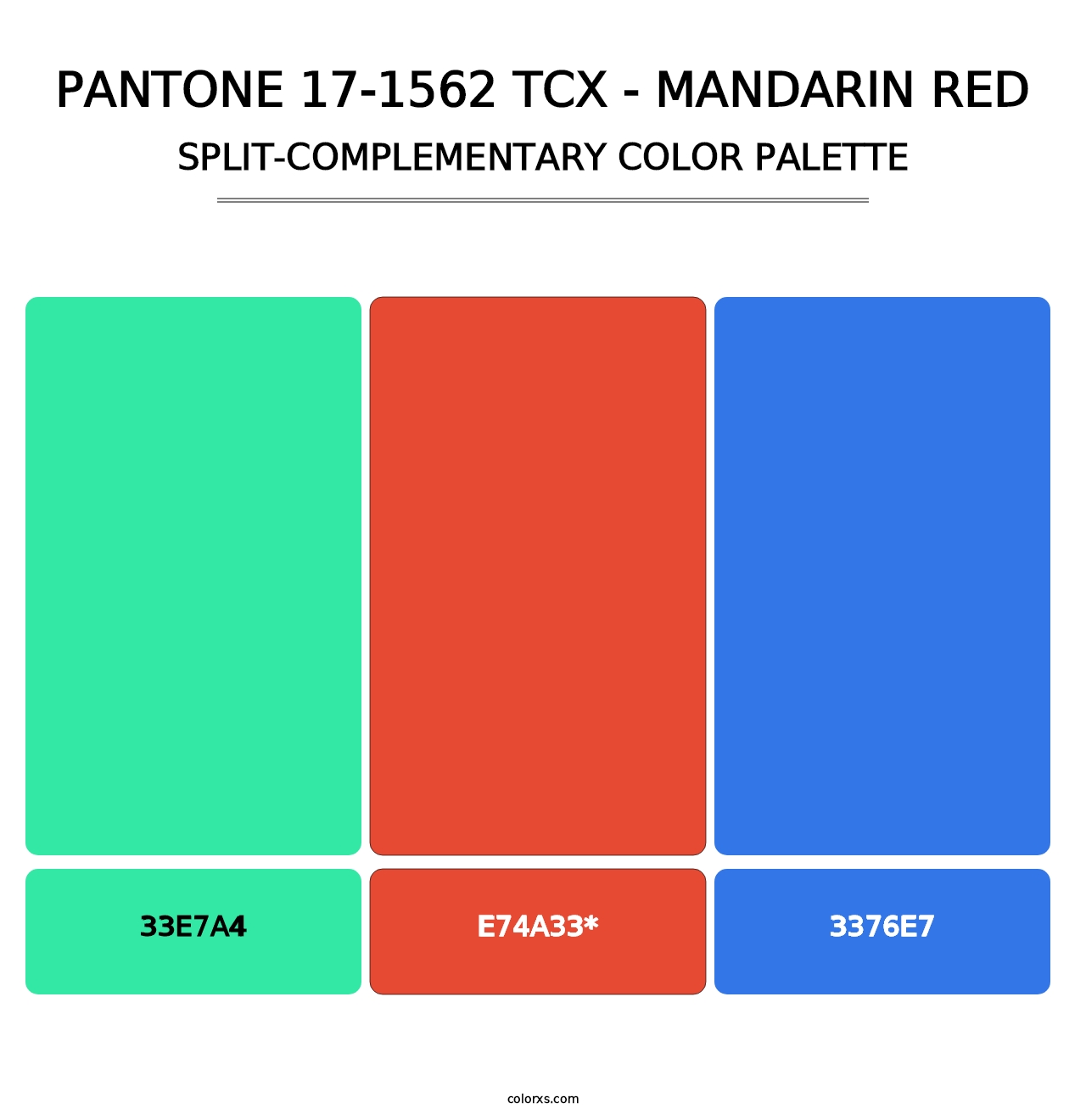 PANTONE 17-1562 TCX - Mandarin Red - Split-Complementary Color Palette