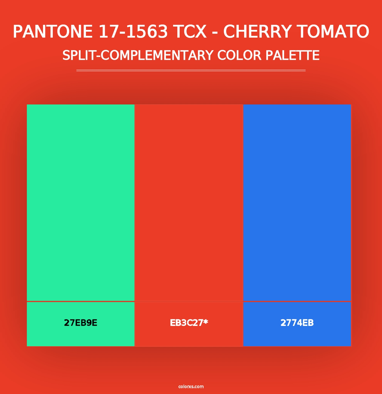 PANTONE 17-1563 TCX - Cherry Tomato - Split-Complementary Color Palette