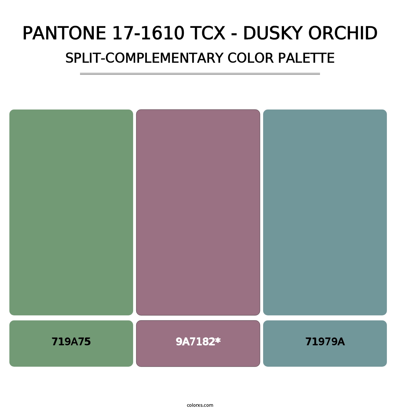 PANTONE 17-1610 TCX - Dusky Orchid - Split-Complementary Color Palette