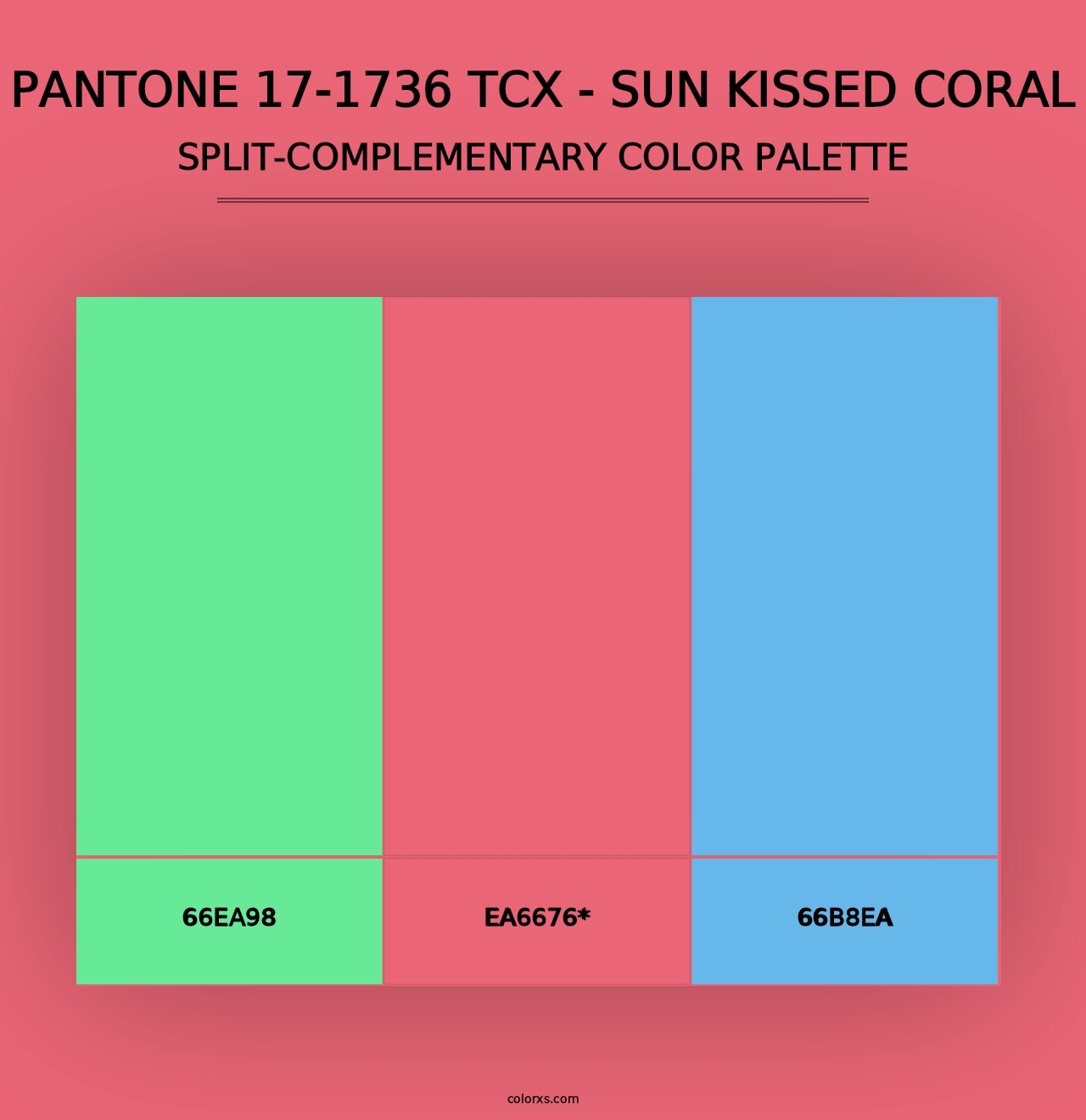 PANTONE 17-1736 TCX - Sun Kissed Coral - Split-Complementary Color Palette