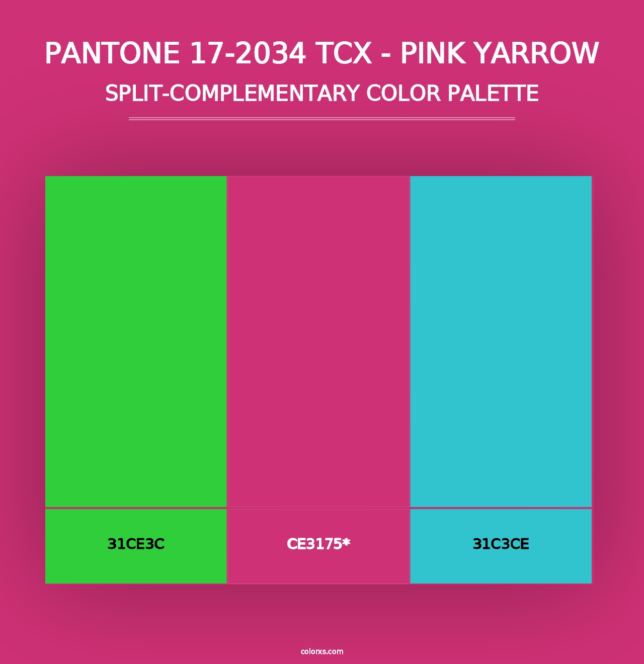 PANTONE 17-2034 TCX - Pink Yarrow - Split-Complementary Color Palette