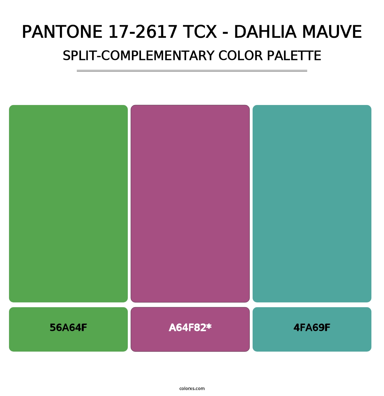 PANTONE 17-2617 TCX - Dahlia Mauve - Split-Complementary Color Palette