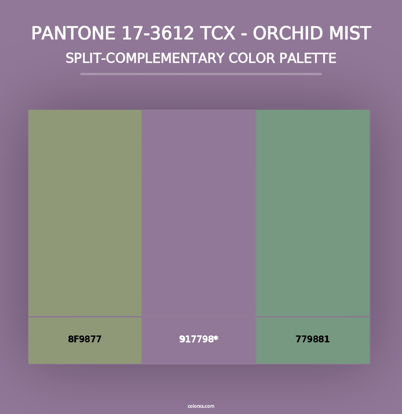 PANTONE 17-3612 TCX - Orchid Mist - Split-Complementary Color Palette