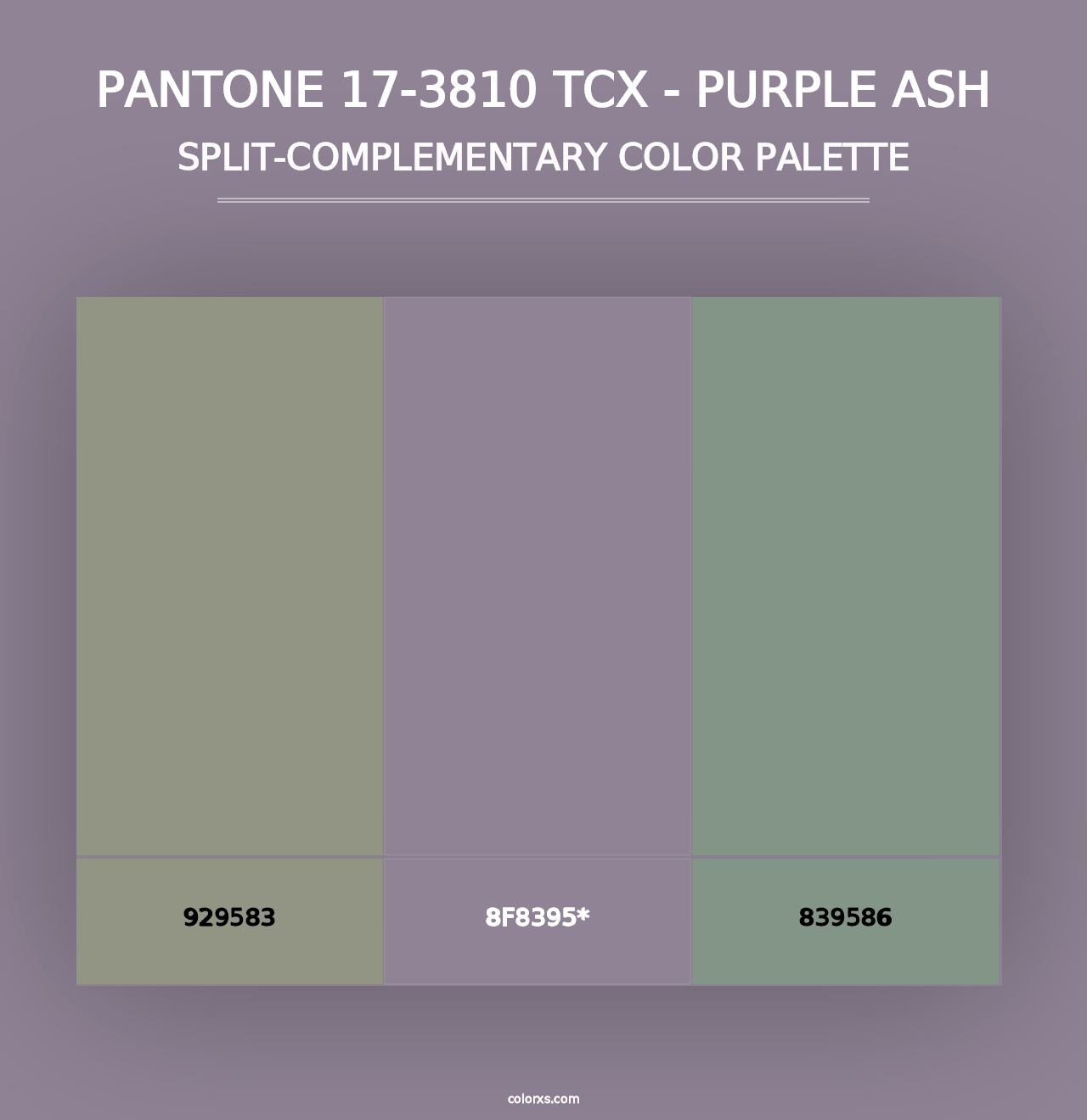 PANTONE 17-3810 TCX - Purple Ash - Split-Complementary Color Palette