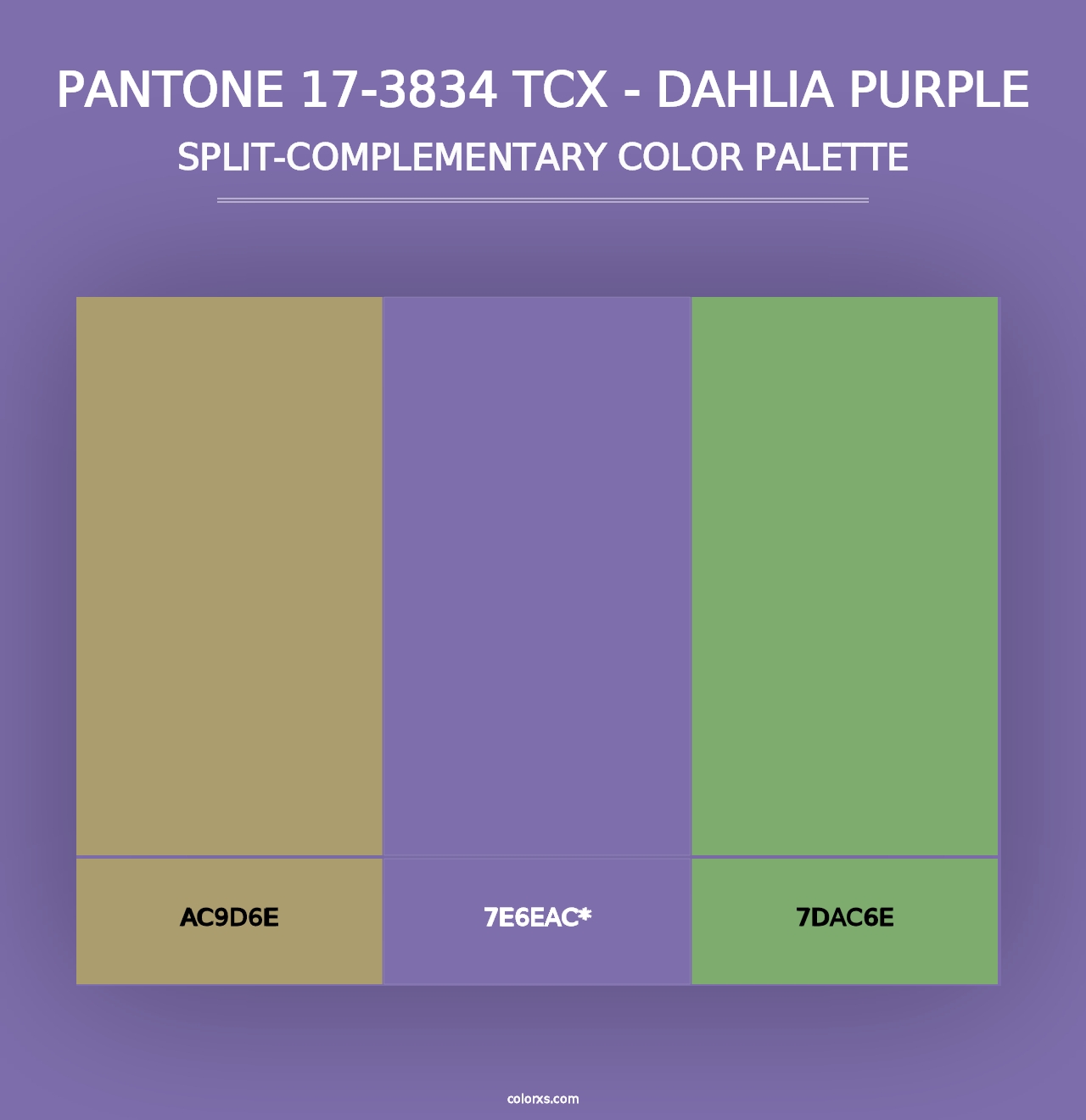 PANTONE 17-3834 TCX - Dahlia Purple - Split-Complementary Color Palette