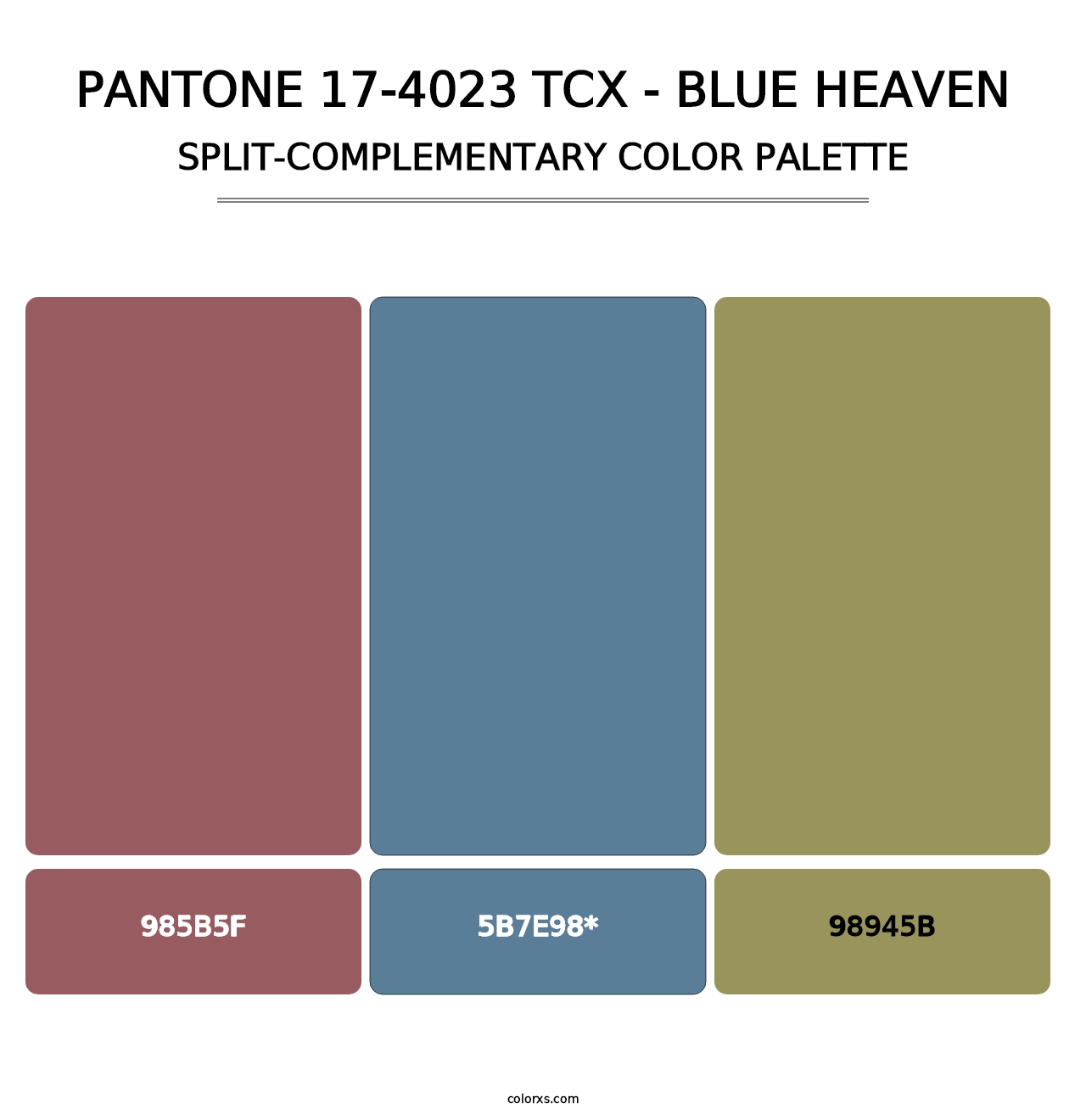 PANTONE 17-4023 TCX - Blue Heaven - Split-Complementary Color Palette