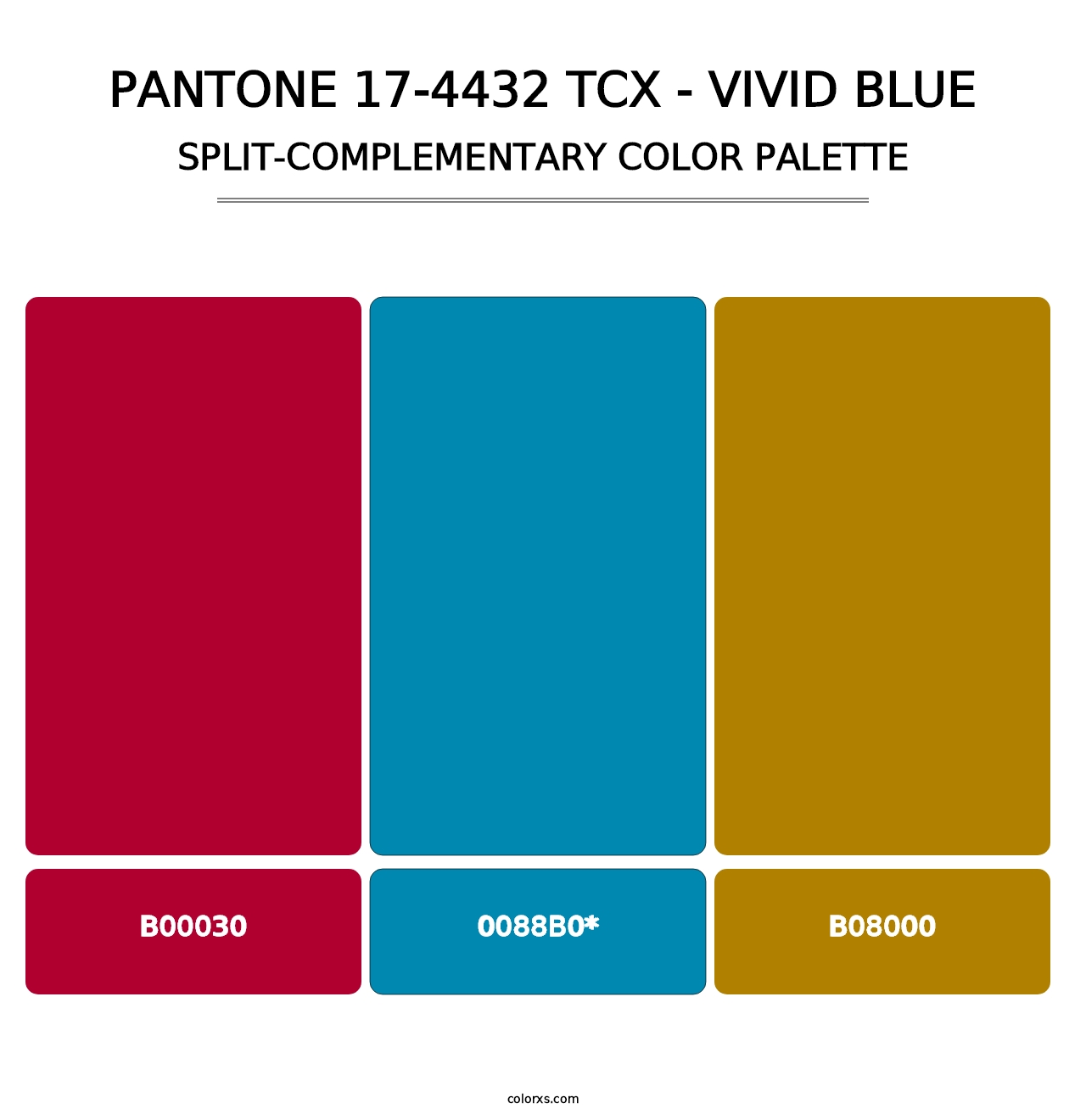 PANTONE 17-4432 TCX - Vivid Blue - Split-Complementary Color Palette