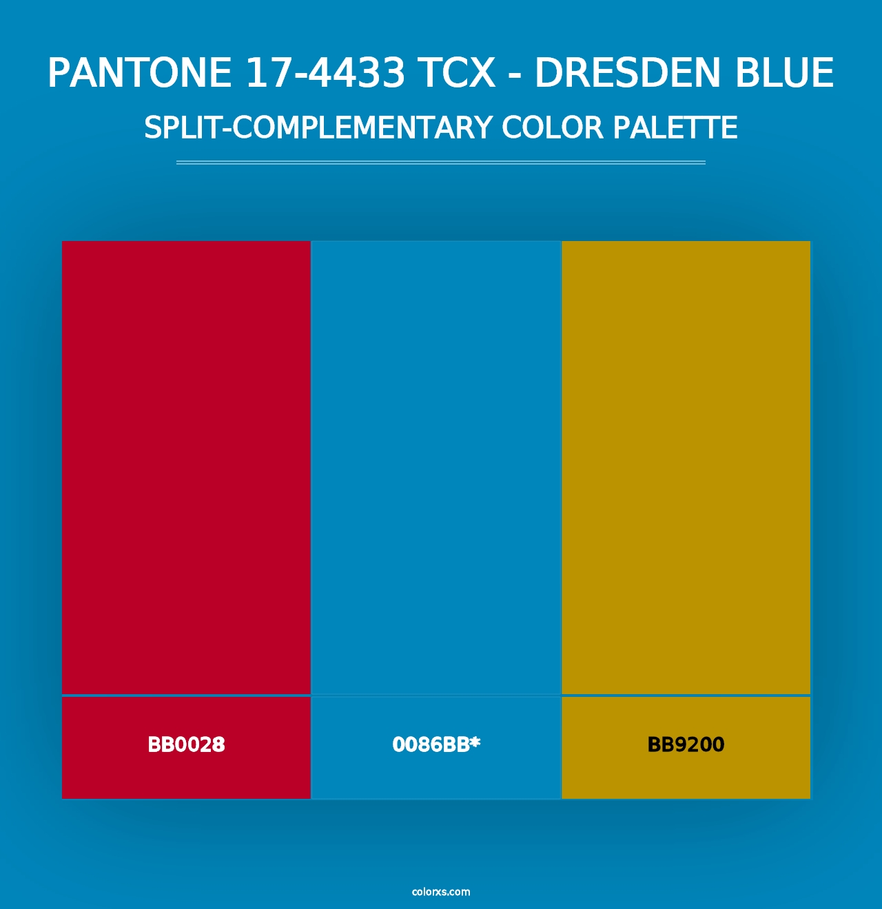 PANTONE 17-4433 TCX - Dresden Blue - Split-Complementary Color Palette