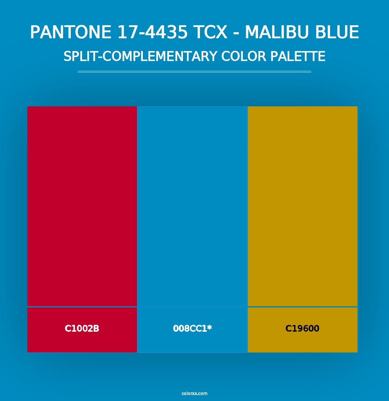 PANTONE 17-4435 TCX - Malibu Blue - Split-Complementary Color Palette