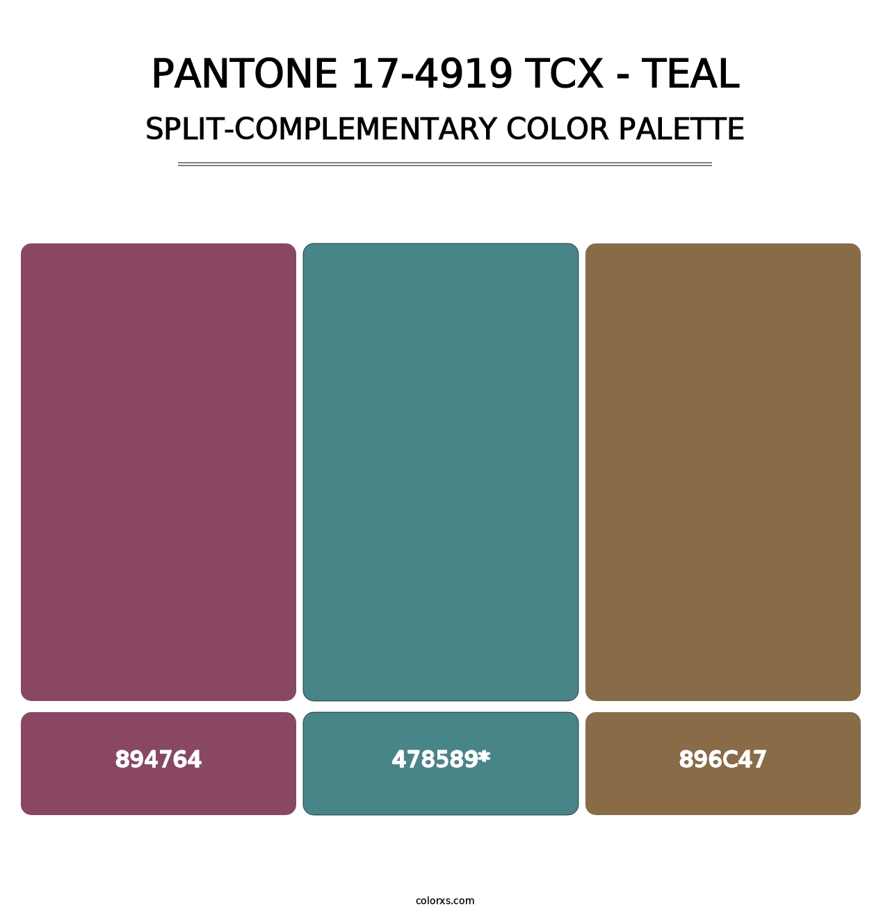 PANTONE 17-4919 TCX - Teal - Split-Complementary Color Palette