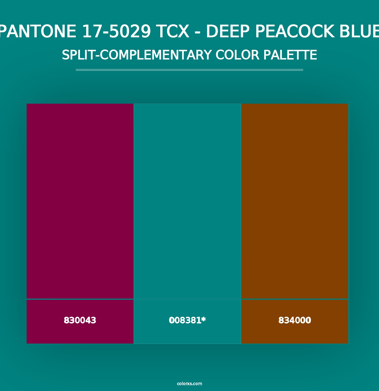 PANTONE 17-5029 TCX - Deep Peacock Blue - Split-Complementary Color Palette