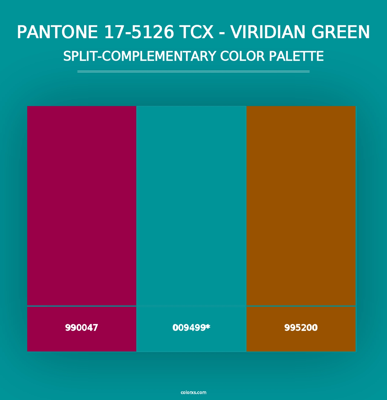 PANTONE 17-5126 TCX - Viridian Green - Split-Complementary Color Palette