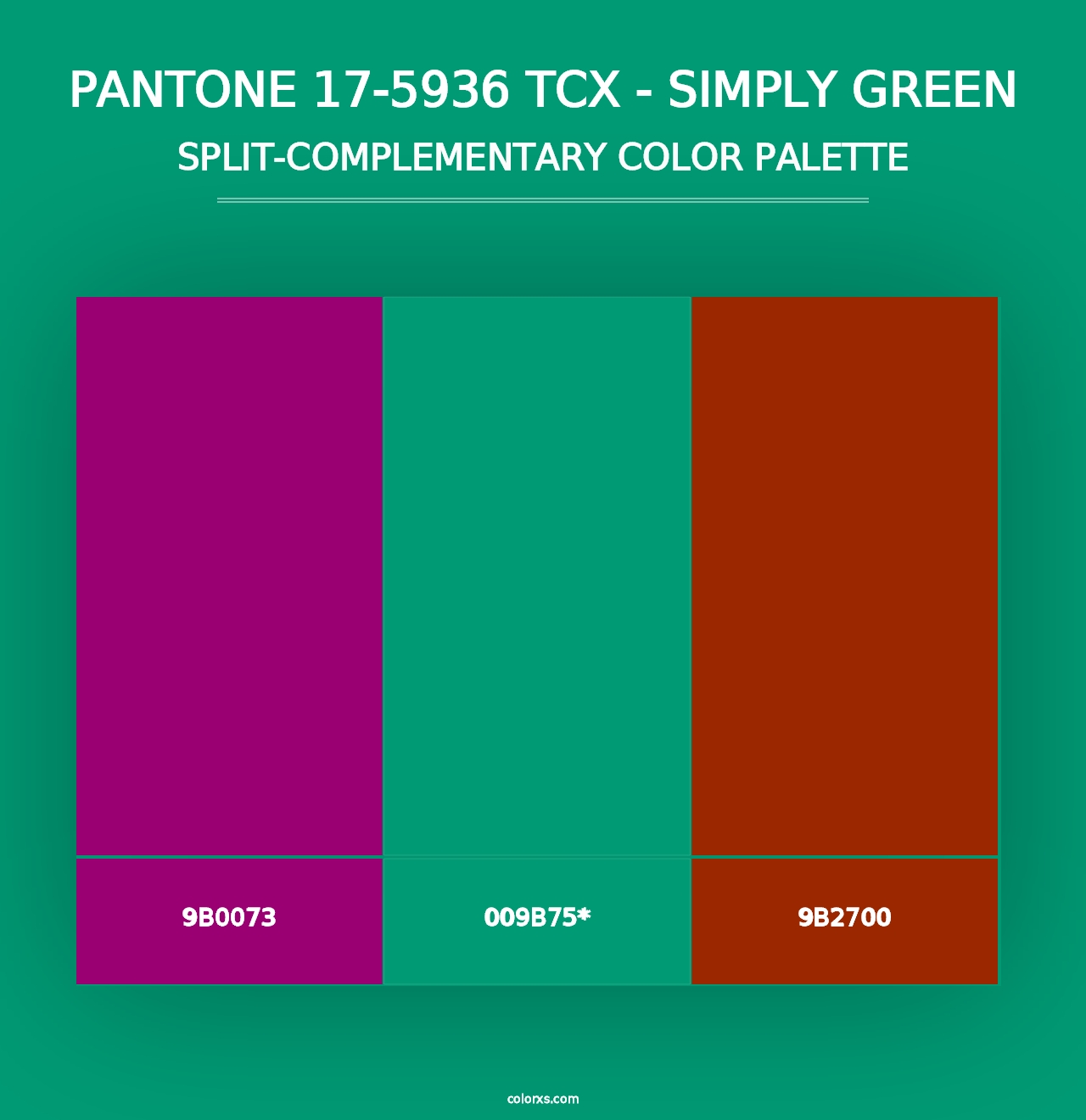 PANTONE 17-5936 TCX - Simply Green - Split-Complementary Color Palette