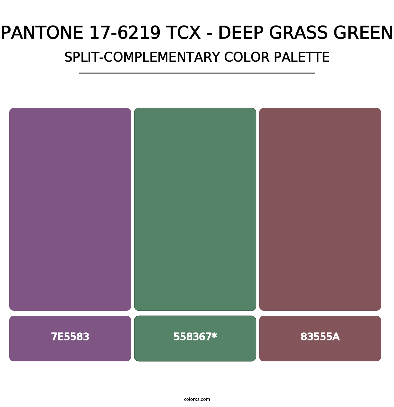 PANTONE 17-6219 TCX - Deep Grass Green - Split-Complementary Color Palette