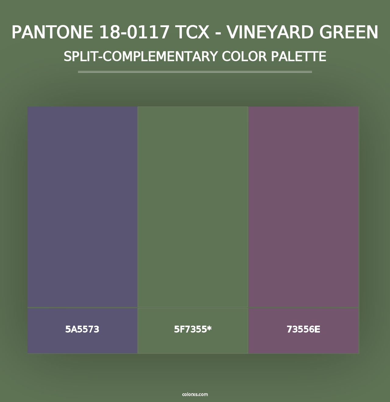 PANTONE 18-0117 TCX - Vineyard Green - Split-Complementary Color Palette