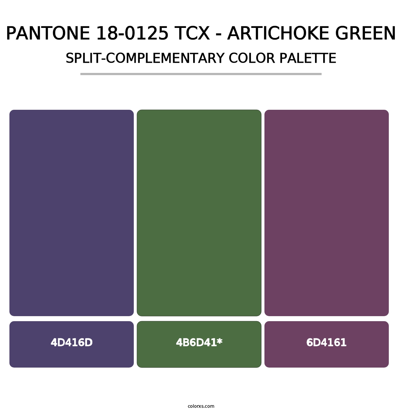 PANTONE 18-0125 TCX - Artichoke Green - Split-Complementary Color Palette