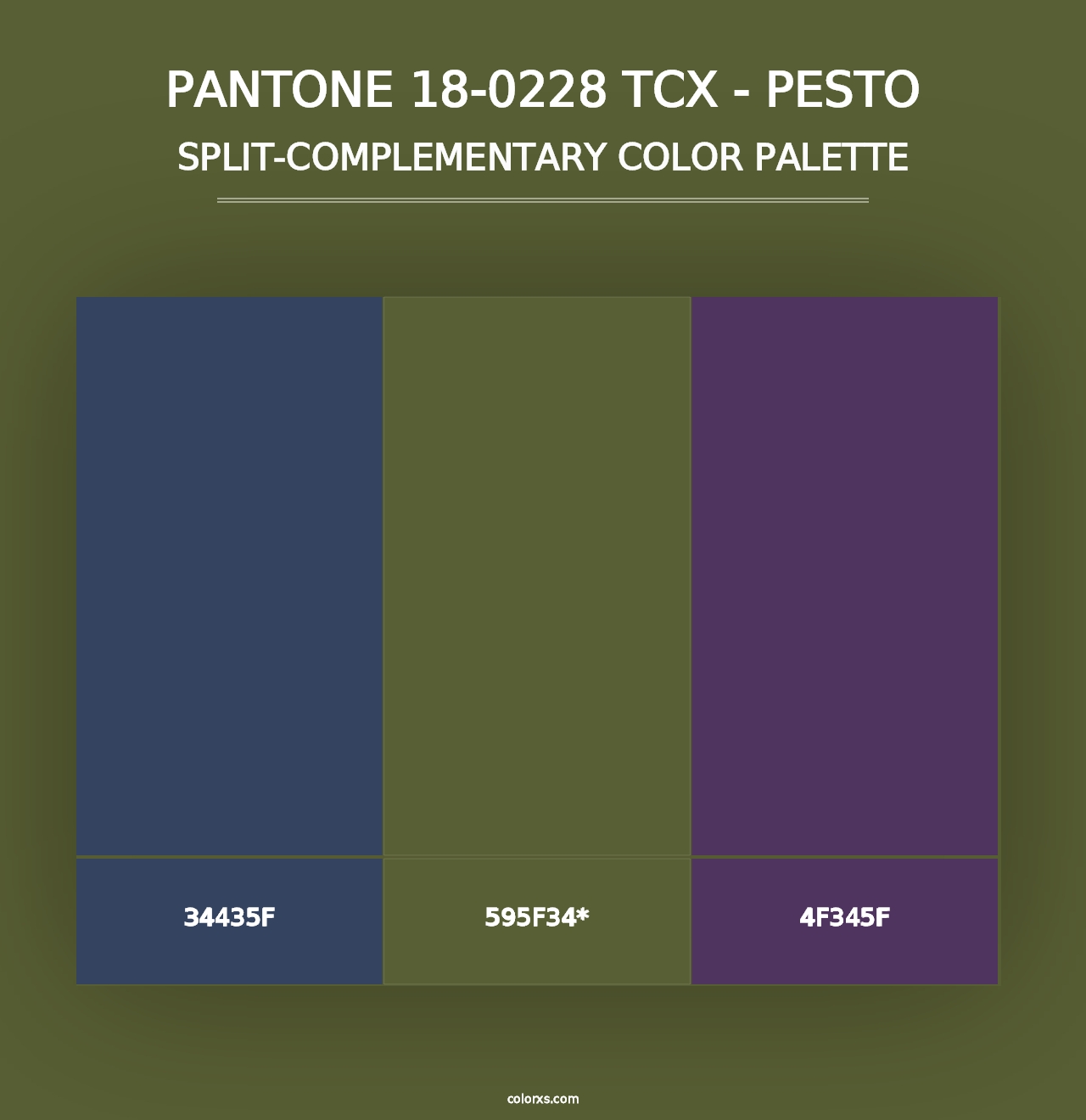 PANTONE 18-0228 TCX - Pesto - Split-Complementary Color Palette