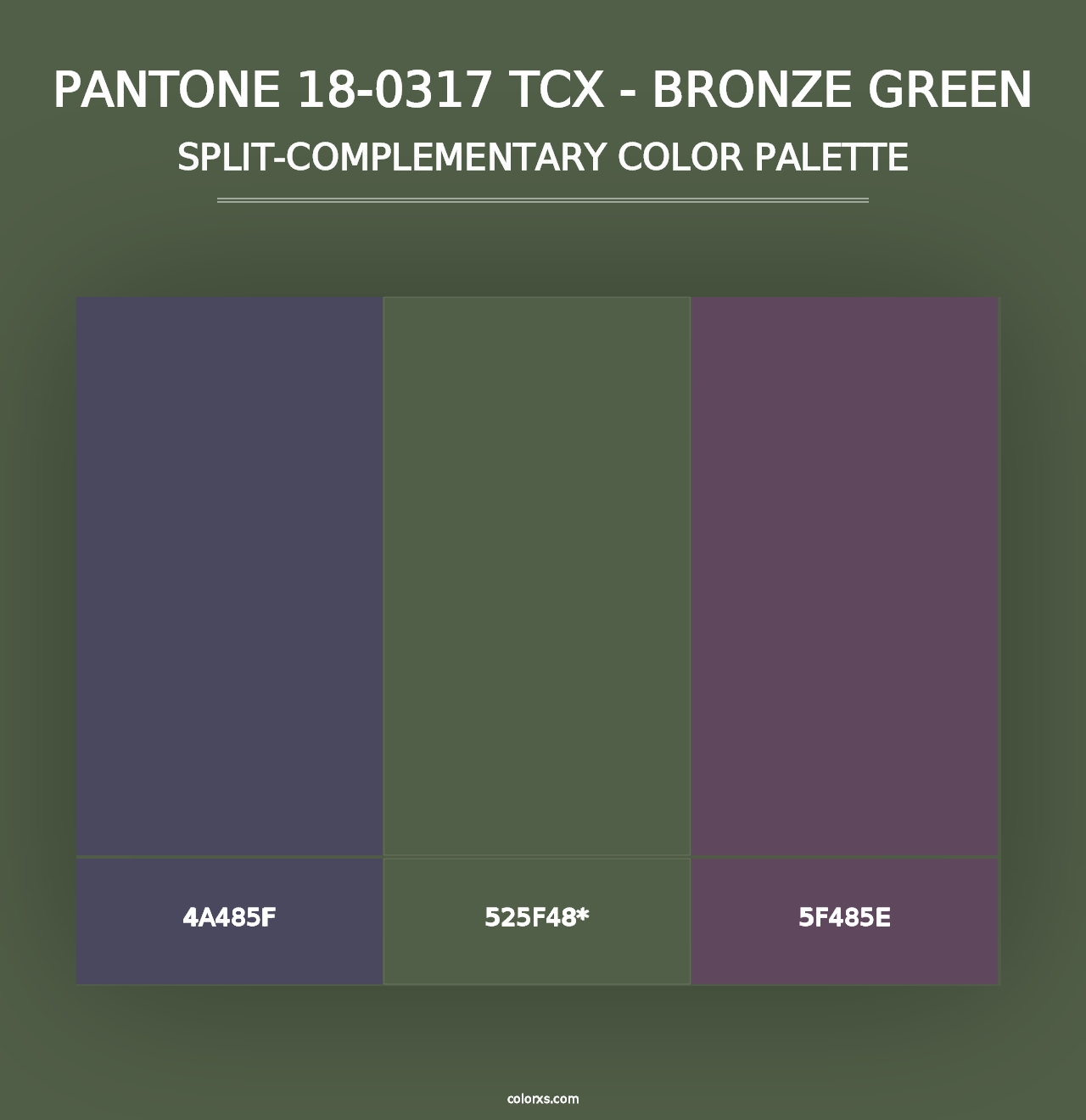 PANTONE 18-0317 TCX - Bronze Green - Split-Complementary Color Palette