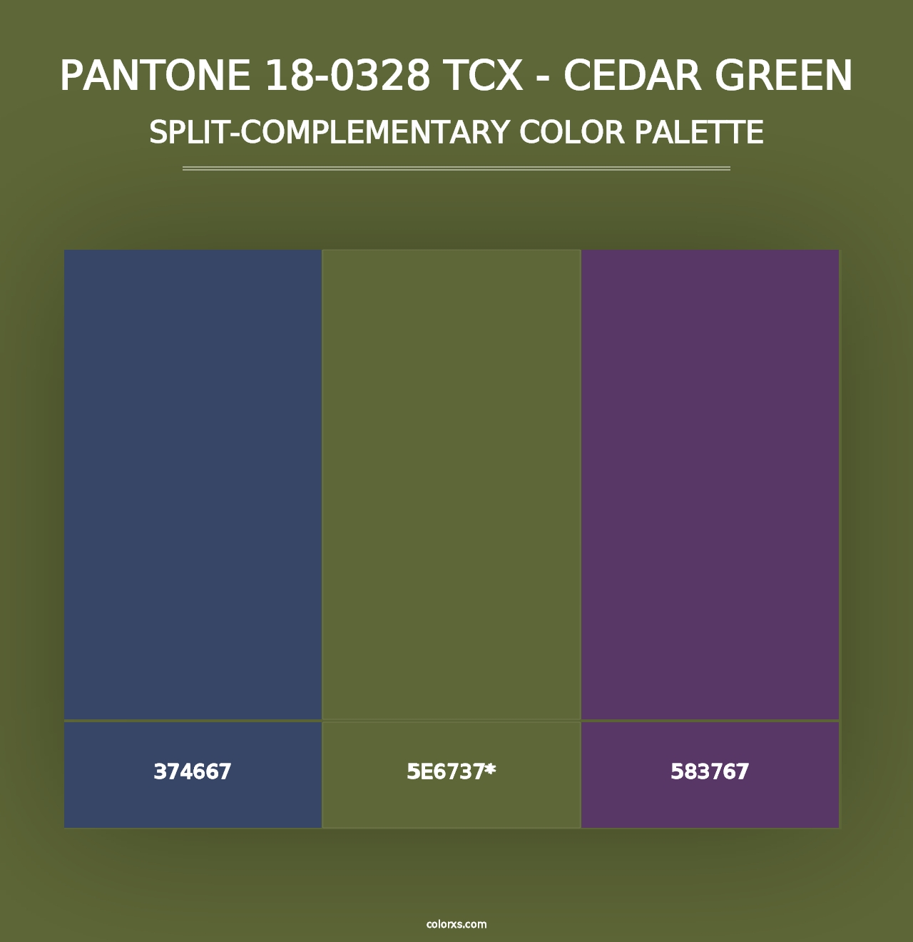 PANTONE 18-0328 TCX - Cedar Green - Split-Complementary Color Palette