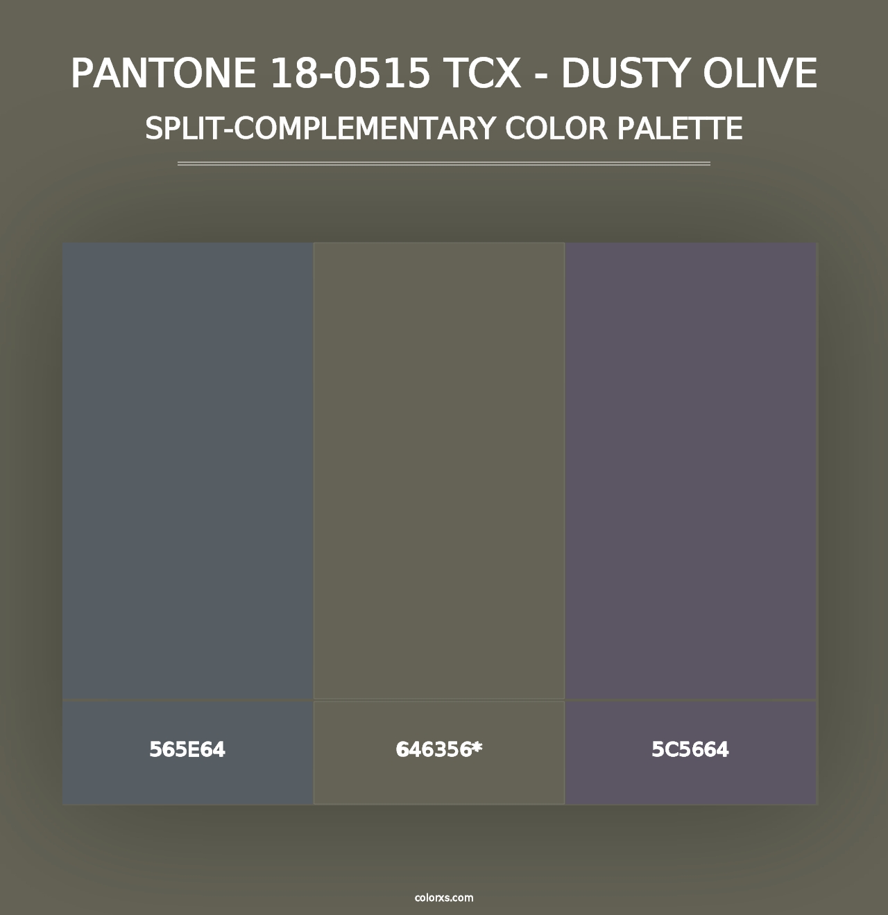 PANTONE 18-0515 TCX - Dusty Olive - Split-Complementary Color Palette