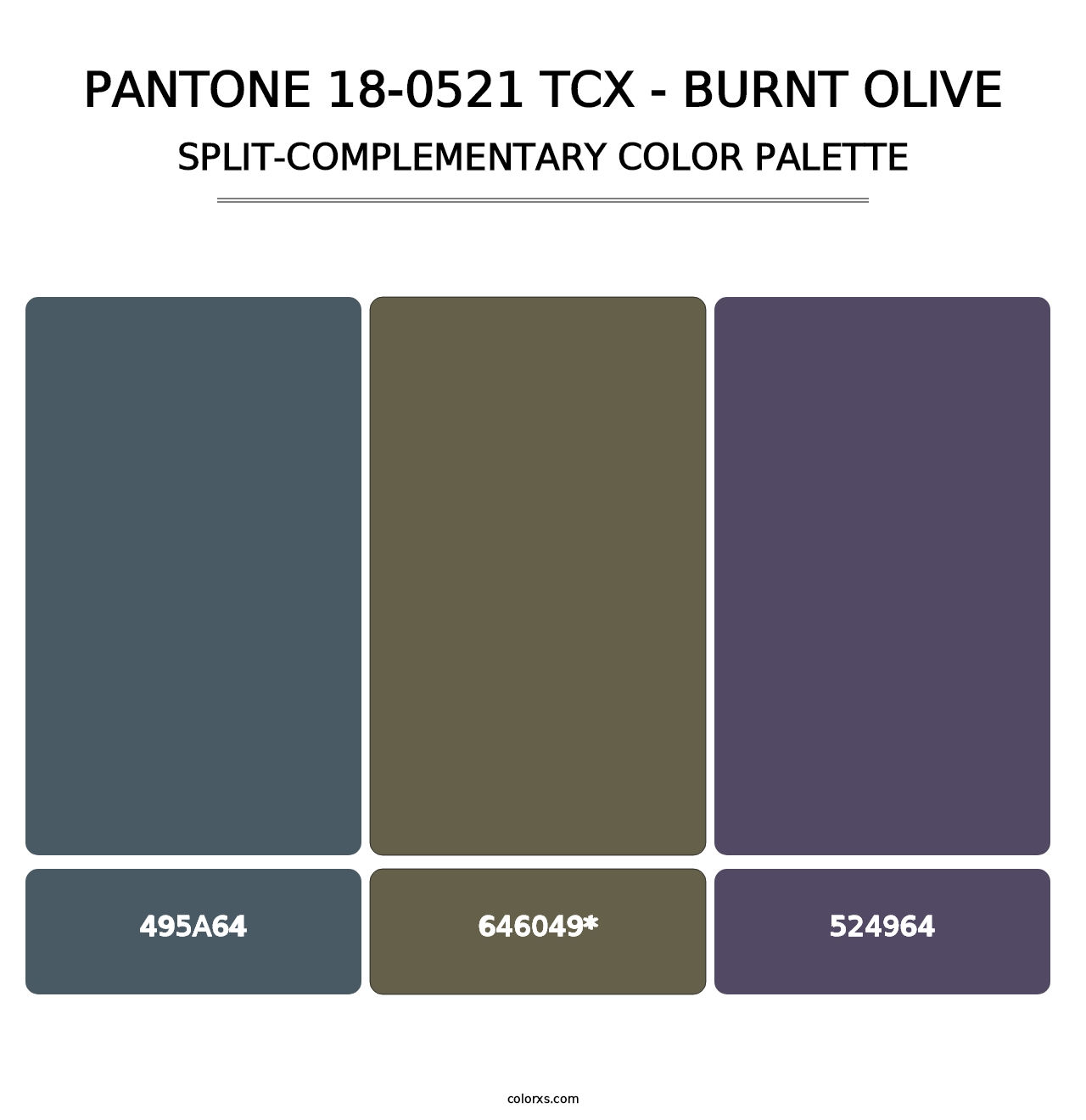 PANTONE 18-0521 TCX - Burnt Olive - Split-Complementary Color Palette