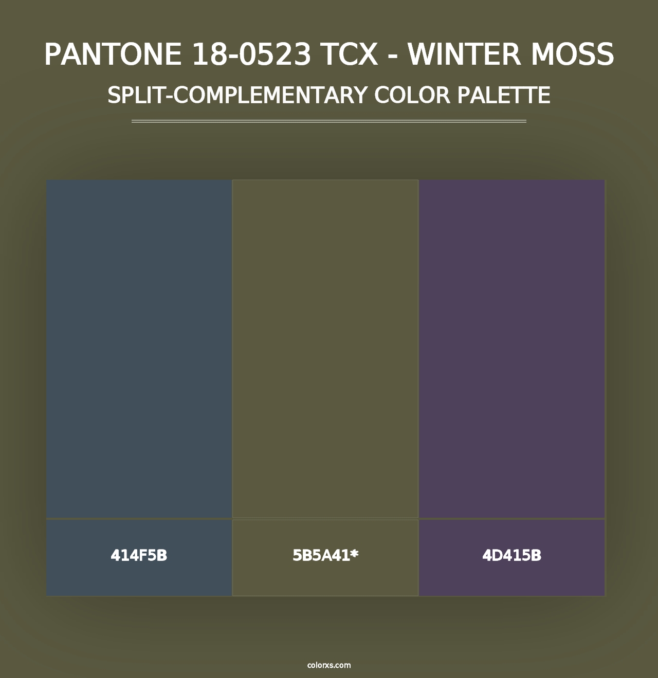 PANTONE 18-0523 TCX - Winter Moss - Split-Complementary Color Palette