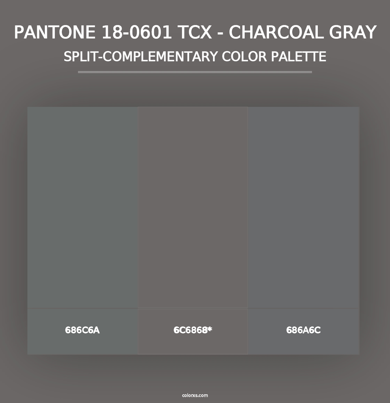 PANTONE 18-0601 TCX - Charcoal Gray - Split-Complementary Color Palette