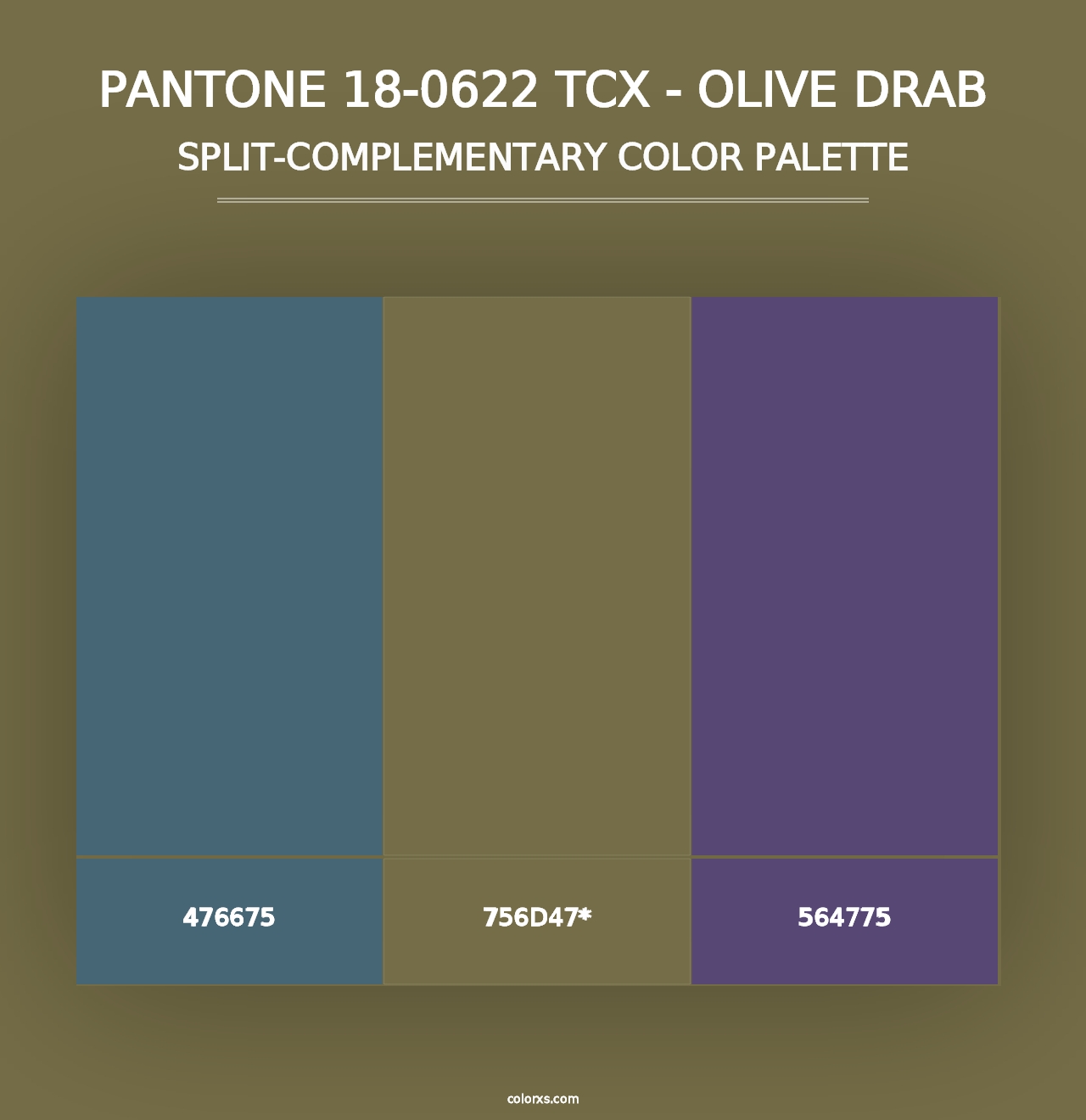 PANTONE 18-0622 TCX - Olive Drab - Split-Complementary Color Palette