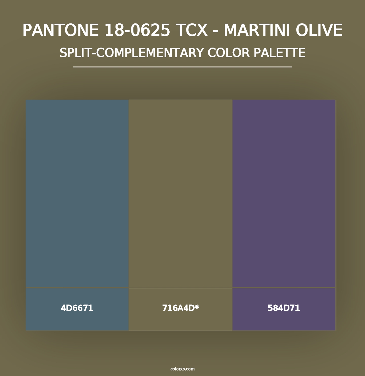 PANTONE 18-0625 TCX - Martini Olive - Split-Complementary Color Palette