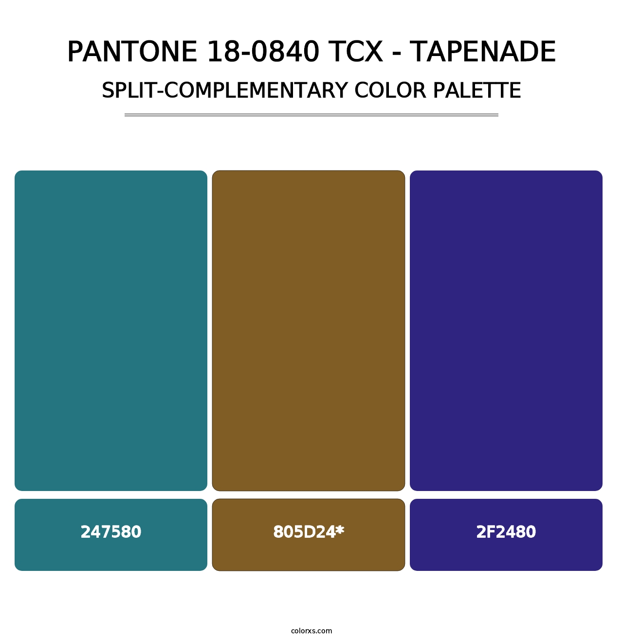 PANTONE 18-0840 TCX - Tapenade - Split-Complementary Color Palette