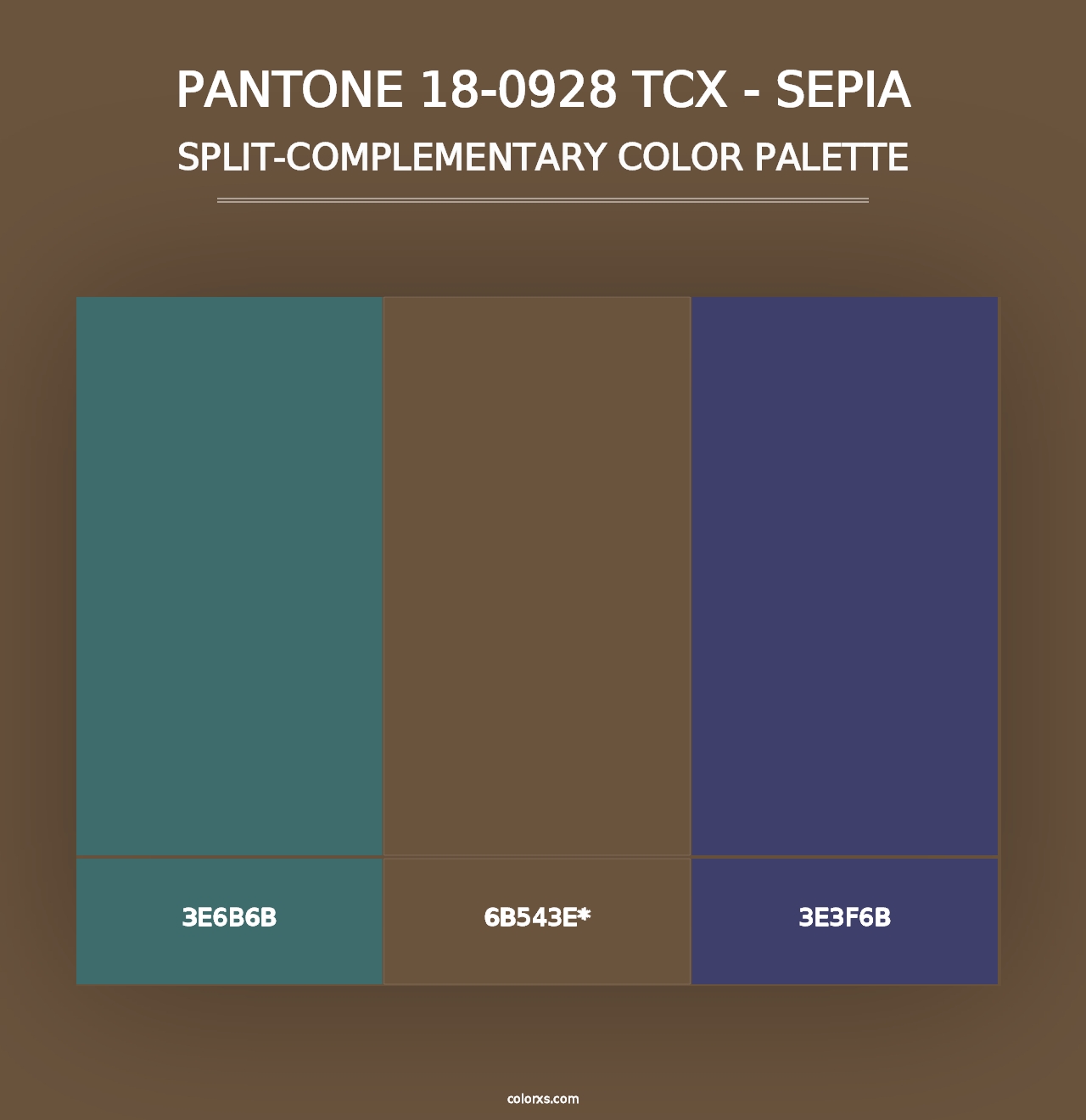 PANTONE 18-0928 TCX - Sepia - Split-Complementary Color Palette