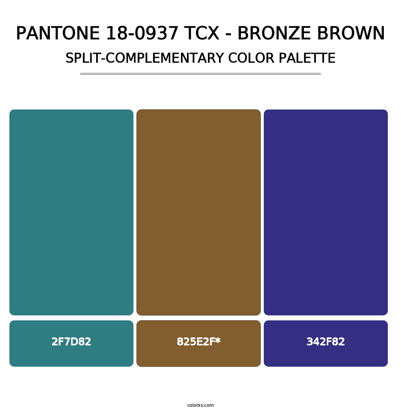 PANTONE 18-0937 TCX - Bronze Brown - Split-Complementary Color Palette