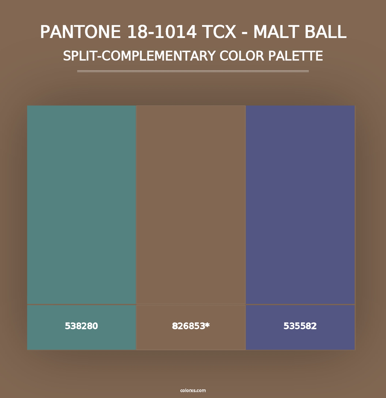 PANTONE 18-1014 TCX - Malt Ball - Split-Complementary Color Palette