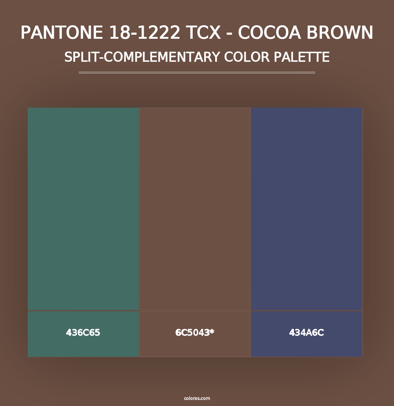 PANTONE 18-1222 TCX - Cocoa Brown - Split-Complementary Color Palette