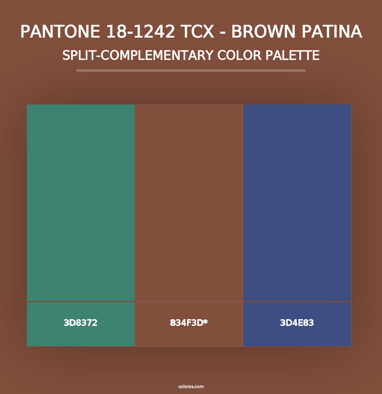 PANTONE 18-1242 TCX - Brown Patina - Split-Complementary Color Palette