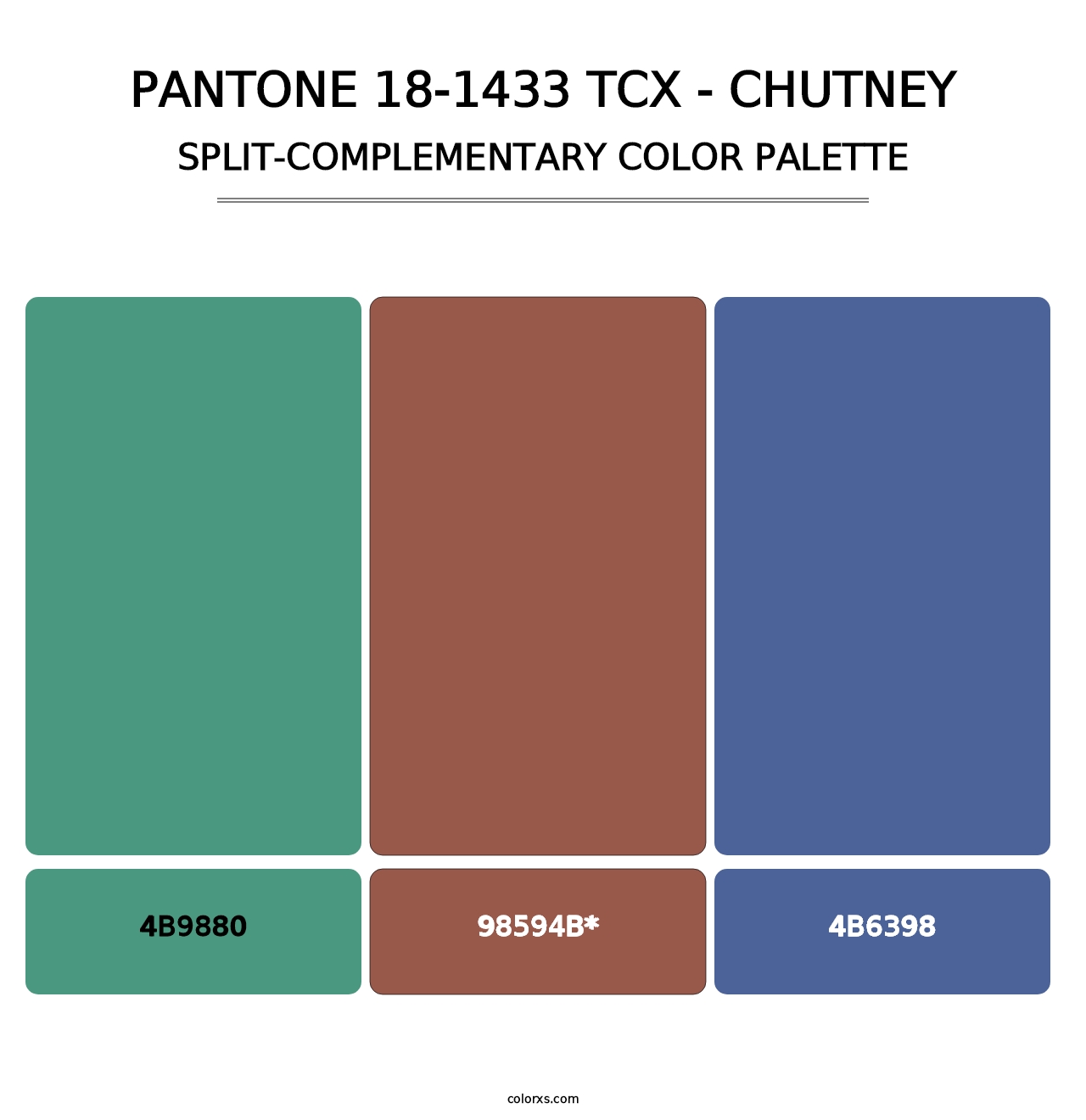 PANTONE 18-1433 TCX - Chutney - Split-Complementary Color Palette